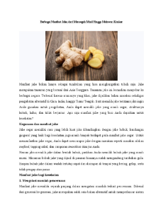 Manfaat jahe untuk meningkatkan metabolisme tubuh